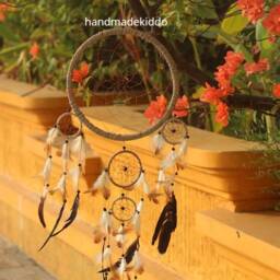 Sale Bali Dream Catcher Wall Hanging, Boho, Bohemian, Crochet, Knit, Boho Catcher, Gift Ideas, Christmas Gift, Halloween - Brown Color - thumbnail 2