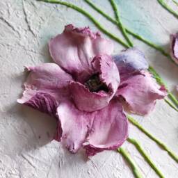 Panel Impasto, Sculpture Painting Poppies, Three-Dimensional Flowers With Plaster, 3D Flower Painting, Art, Wall Decor - thumbnail 4