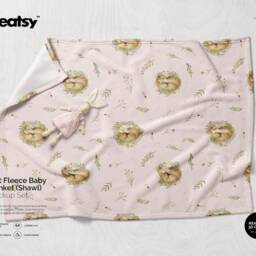 Fleece Baby Blanket Mockup Set Custom Design Template - Photoshop .psd - thumbnail 2