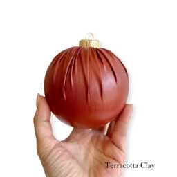 Faux Leather Christmas Ball Ornament Terracotta Rustic Holiday Decor