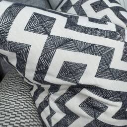 Graphic Cushion Cover, Geometric Pillow Sham John Lewis Meeko Furnishing Fabric, Graphite Handmade in UK - thumbnail 3