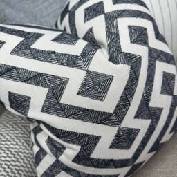 Graphic Cushion Cover, Geometric Pillow Sham John Lewis Meeko Furnishing Fabric, Graphite Handmade in UK - thumbnail 2