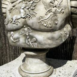 White Stone Caesar Augustus Bust White Stone With Crushed Marble Head & Shoulder Roman Classic - thumbnail 3