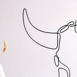 Handmade Wire Cow Skull Sculpture Line Art Shelf Decor - thumbnail 2