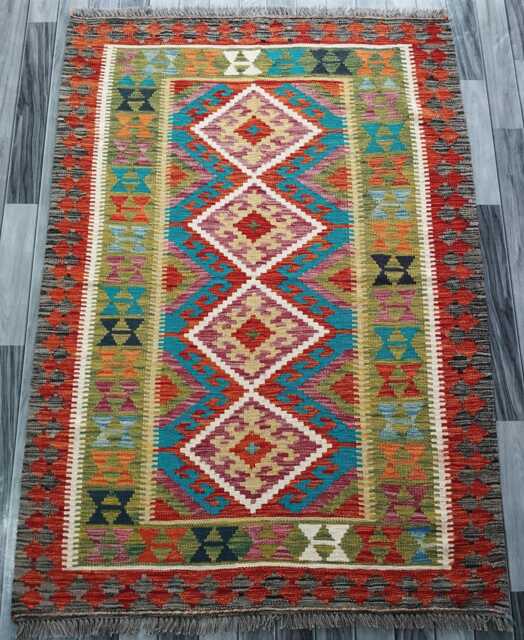Tribal Kilim Rug, Handmade Artisan Afghan Turkish Scandinavian Navajo Bohemian Flatweave Wool Rug 178x126 cm - image 1