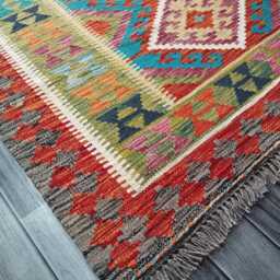 Tribal Kilim Rug, Handmade Artisan Afghan Turkish Scandinavian Navajo Bohemian Flatweave Wool Rug 178x126 cm - thumbnail 2