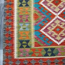 Tribal Kilim Rug, Handmade Artisan Afghan Turkish Scandinavian Navajo Bohemian Flatweave Wool Rug 178x126 cm - thumbnail 4