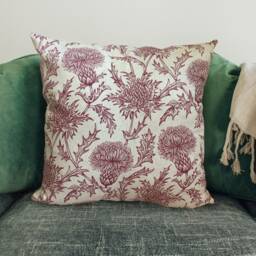 Red Thistle Cushion Cover Handmade Country Home Decor - thumbnail 1