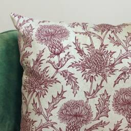 Red Thistle Cushion Cover Handmade Country Home Decor - thumbnail 2