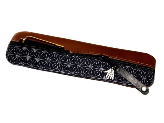 Japanese Style Pencil Case Leather & Fabric Leather - image 1