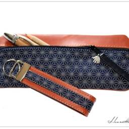 Japanese Style Pencil Case Leather & Fabric Leather - thumbnail 4