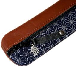 Japanese Style Pencil Case Leather & Fabric Leather - thumbnail 2