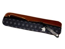 Japanese Style Pencil Case Leather & Fabric Leather
