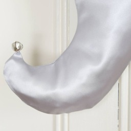 Silver Gray Satin Elf Christmas Stocking - Handmade Holiday Decor - thumbnail 4