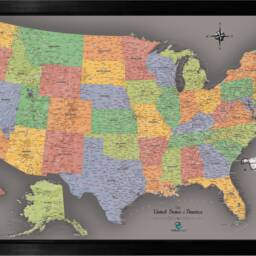 Personalized Magnetic Usa Travel Map With Pins - Framed Wall Art For Tracking Travels - thumbnail 3