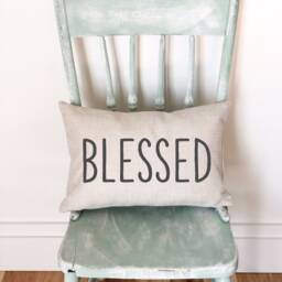Blessed Lumbar Pillow Cover Oatmeal Linen Farmhouse Decor - thumbnail 2