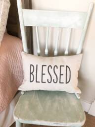 Blessed Lumbar Pillow Cover Oatmeal Linen Farmhouse Decor - thumbnail 1