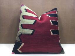 Vintage Kilim Pillow Cover, Bohemian Turkish Handwoven Throw, 20x20 - thumbnail 1