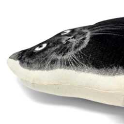 Black Cat Pillow, Silkscreen Printed Contour Shape - thumbnail 2