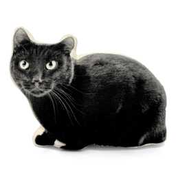 Black Cat Pillow, Silkscreen Printed Contour Shape - thumbnail 1