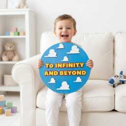 To Infinity & Beyond Wooden Sign, Toy Story Inspired Nursery Decor, Buzz Lightyear Wall Art, Cloud Kids Room Space Theme Gift - thumbnail 2