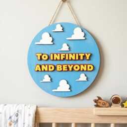 To Infinity & Beyond Wooden Sign, Toy Story Inspired Nursery Decor, Buzz Lightyear Wall Art, Cloud Kids Room Space Theme Gift - thumbnail 1