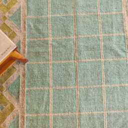 Teal Geometric Wool Jute Rug - Living Room/Bedroom Entryway - thumbnail 4