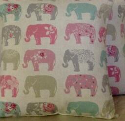 "2 Clarke & Elephant Cushion Covers Pink, Cream, Grey - 16""x16" - thumbnail 1