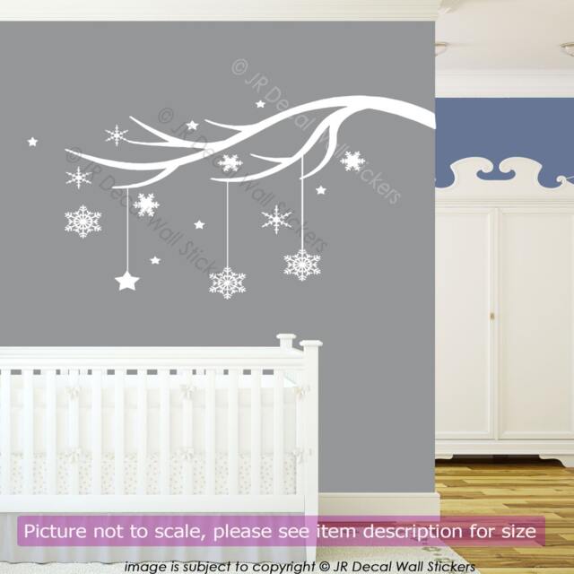 Winter Tree Branch With Snowflakes Vinyl Wall Decal - image 1
