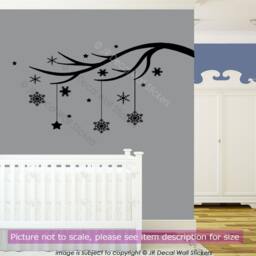 Winter Tree Branch With Snowflakes Vinyl Wall Decal - thumbnail 3