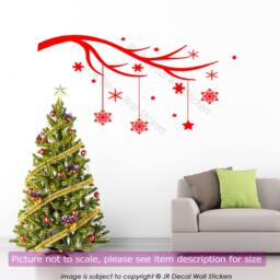Winter Tree Branch With Snowflakes Vinyl Wall Decal - thumbnail 2