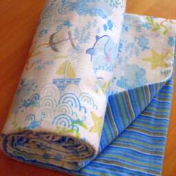 Blue & White Whales Ships Flannel Snuggle Baby Or Toddler Blanket, Baby Boy Blanket - thumbnail 3