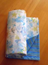 Blue & White Whales Ships Flannel Snuggle Baby Or Toddler Blanket, Baby Boy Blanket - thumbnail 1