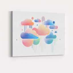 Pastel Dreamy Gradient Rain Clouds Abstract Canvas Wall Art Print Decor Picture Ready To Hang - thumbnail 4