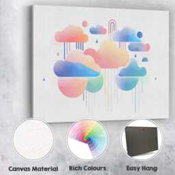 Pastel Dreamy Gradient Rain Clouds Abstract Canvas Wall Art Print Decor Picture Ready To Hang - thumbnail 2