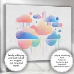 Pastel Dreamy Gradient Rain Clouds Abstract Canvas Wall Art Print Decor Picture Ready To Hang - thumbnail 3