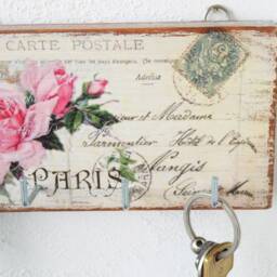 Pink Roses Key Holder French Paris Decor, Cottage Style - thumbnail 4