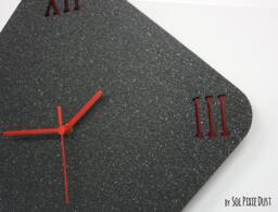 Black Granite Concrete Wall Clock/Modern Rhombus With Textured Roman Numbers Home Decor Housewarming Gift