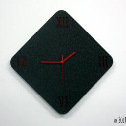 Black Granite Concrete Wall Clock/Modern Rhombus With Textured Roman Numbers Home Decor Housewarming Gift - thumbnail 2