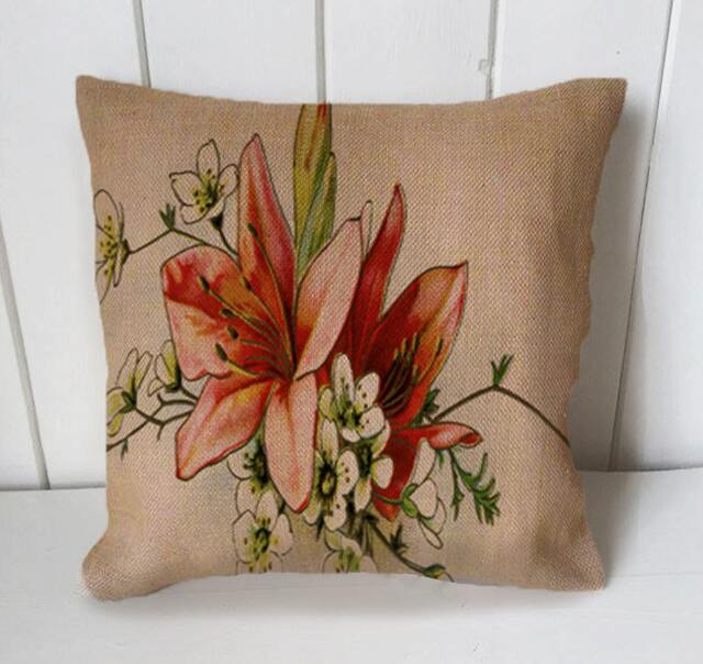 Flowers Nature Vintage - Cushion Fabric Panel Or Case Or With Filling Rustic Natural Jute Burlap Hessian