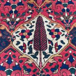 5x8 Ft, Handmade Tree Of Life Wool Area Rug, Garden Panel Navy Blue Red Tribal Authentic Nomad Decor Rug - thumbnail 2