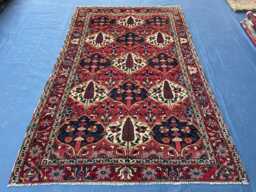 5x8 Ft, Handmade Tree Of Life Wool Area Rug, Garden Panel Navy Blue Red Tribal Authentic Nomad Decor Rug