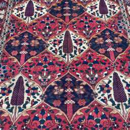 5x8 Ft, Handmade Tree Of Life Wool Area Rug, Garden Panel Navy Blue Red Tribal Authentic Nomad Decor Rug - thumbnail 3