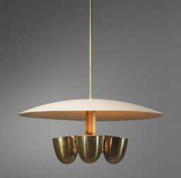 1950's Mid Century Modern Italian Pendant 4 Light Fixture Handmade Brass Colour Shade Sputnik Chandelier For Dining Living Bedroom - thumbnail 1