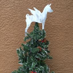 Basenji Angel, Dog Tree Topper, Holiday Decoration, Wreath Christmas, Aluminum, Memorial, Angel - thumbnail 2