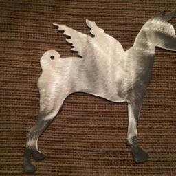 Basenji Angel, Dog Tree Topper, Holiday Decoration, Wreath Christmas, Aluminum, Memorial, Angel - thumbnail 3