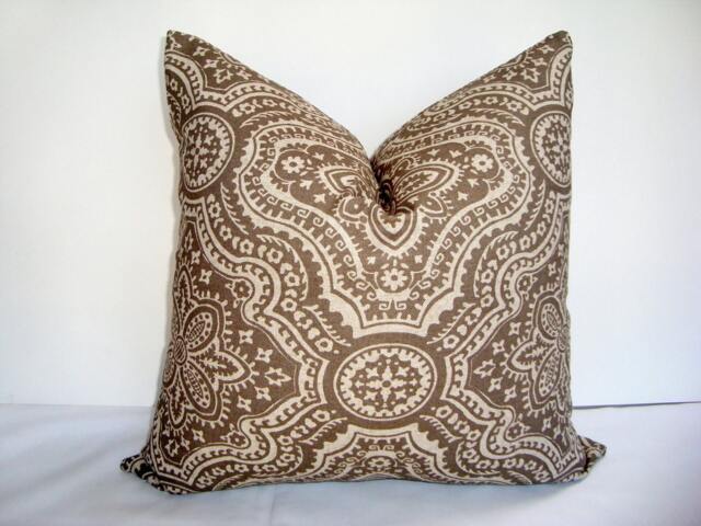 Dakota Damask Pillow Cover, Premier Prints Fabric, Taupe & Oatmeal - 18 - image 1