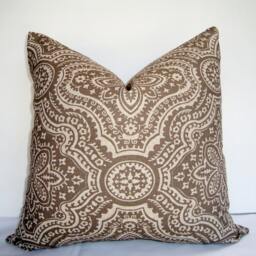 Dakota Damask Pillow Cover, Premier Prints Fabric, Taupe & Oatmeal - 18 - thumbnail 3