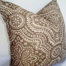 Dakota Damask Pillow Cover, Premier Prints Fabric, Taupe & Oatmeal - 18 - thumbnail 2
