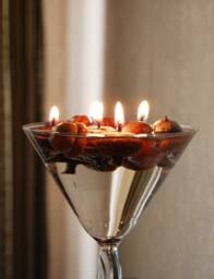 Acorn Cap Scented Floating Candles, Soy Wax, Set Of 12 - thumbnail 1
